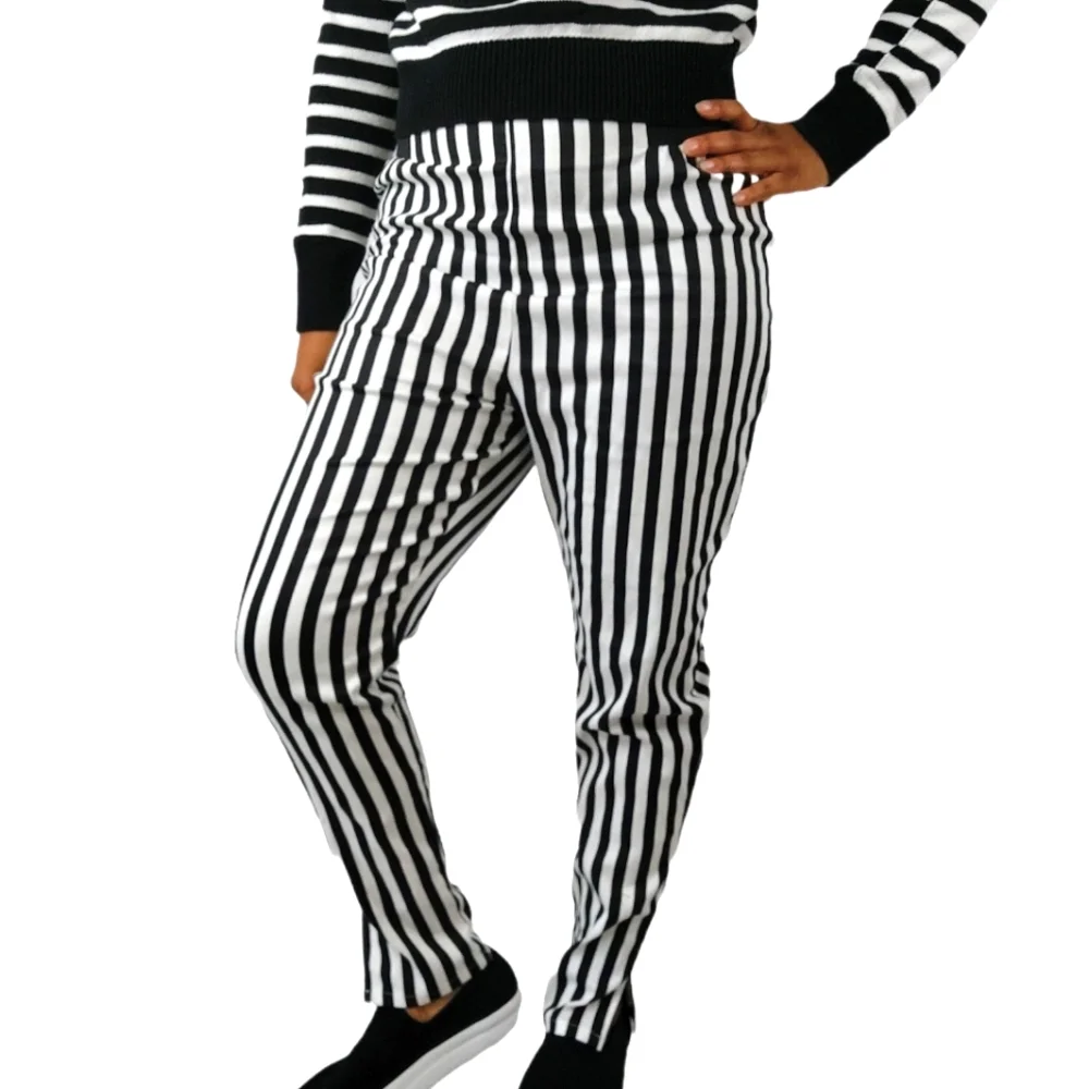 By Junkfood Black & White Strip Pants - Picture 1 of 11
